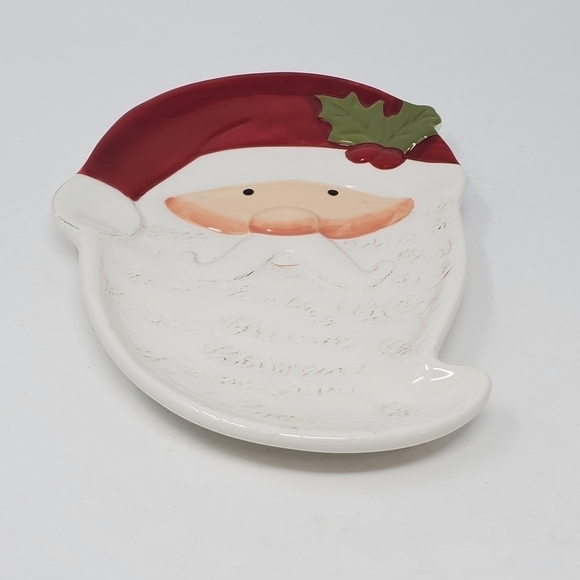 PIER 1 IMPORTS EARTHENWARE VINTAGE SANTA PLATE TRAY DECOR COLLECTIBLE CHRISTMAS - Picture 5 of 10
